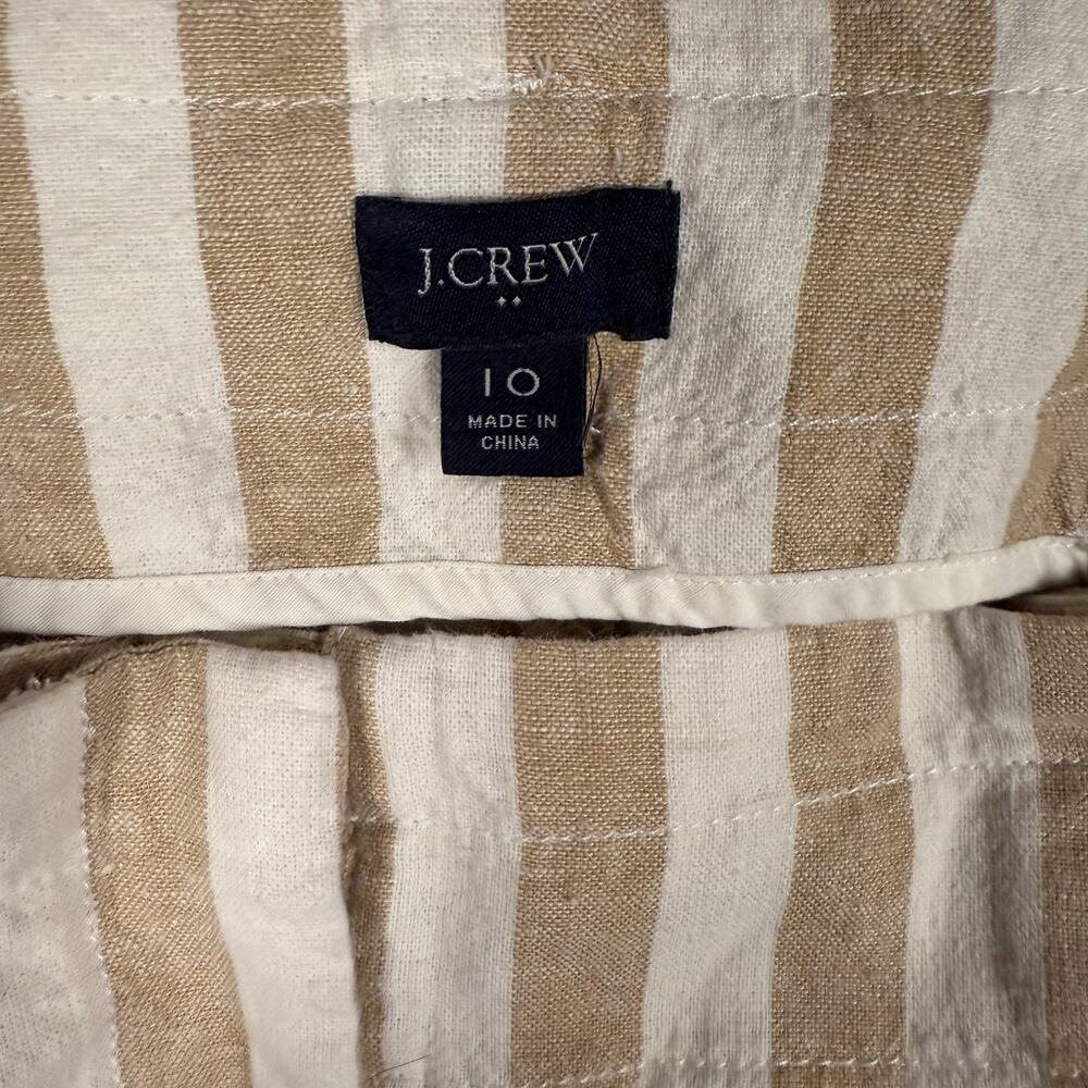 J.Crew Striped Linen Cotton Paperbag Pants Women's Cropped Coastal Chic- Size 10 - Picture 7 of 10
